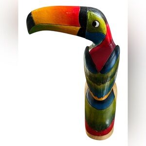 Vintage Hand Carved Hand Painted 12” Wood Toucan Bird Figurine (Made in Ecuador)